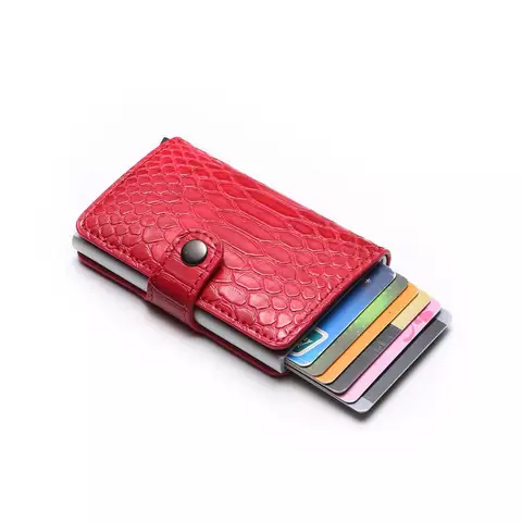 Anti-Theft Pop-Up Card Holder Wallet – Red Croc