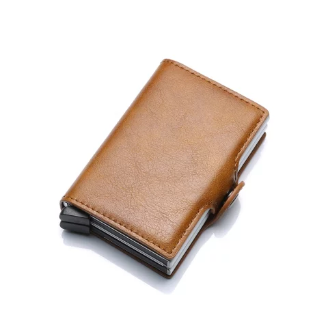 Anti-Theft Pop-Up Card Holder Wallet – Large Brown