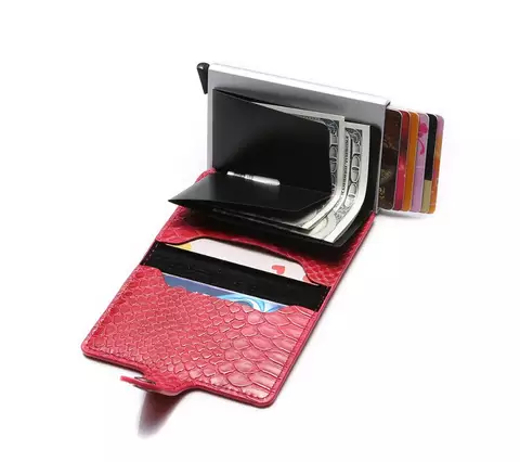 Anti-Theft Pop-Up Card Holder Wallet – Red Croc