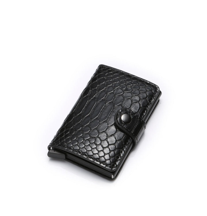 Anti-Theft Pop-Up Card Holder Wallet – Black Croc