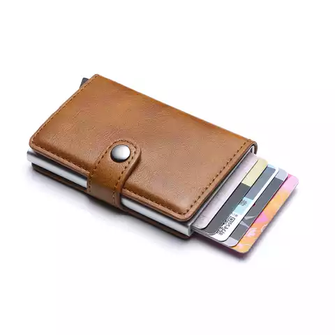 Anti-Theft Pop-Up Card Holder Wallet – Brown