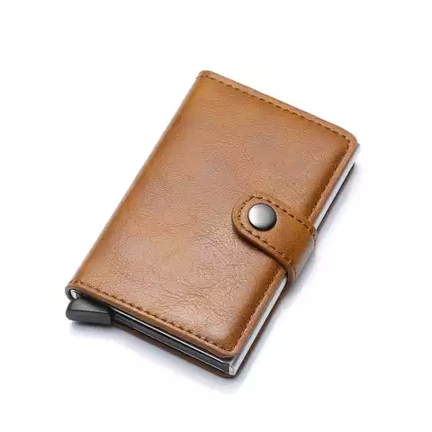 Anti-Theft Pop-Up Card Holder Wallet – Brown